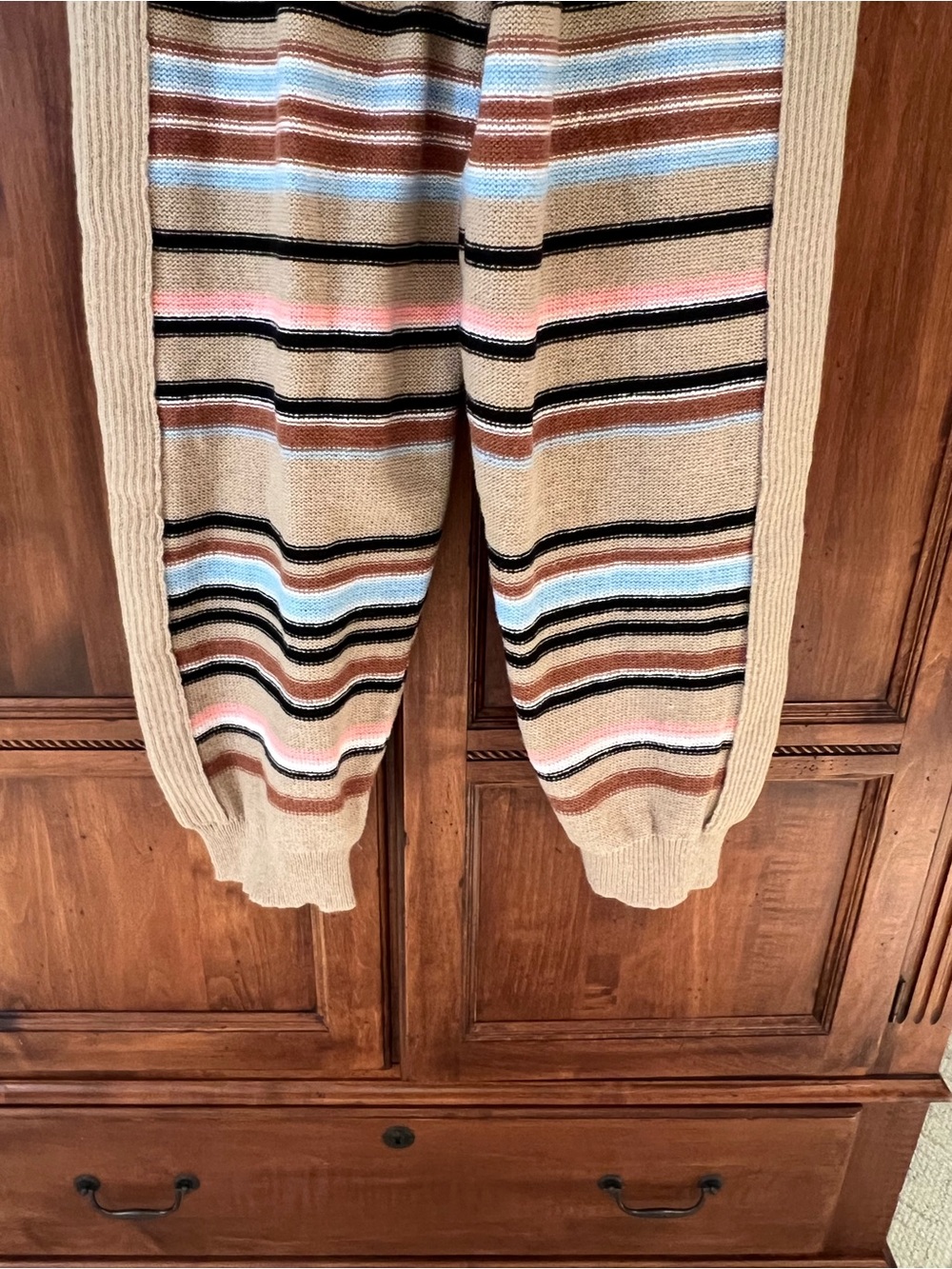 SHEIN Beige Knit Lounge Drawstring Jogger | Striped | Size L | Like New - Picture 3 of 9